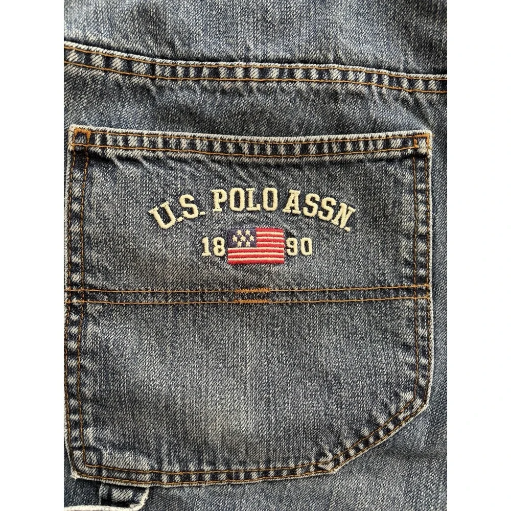 Vintage Y2K US POLO ASSN Denim Jean Shorts Mens‎ 38 Baggy Carpenter Retro Jorts